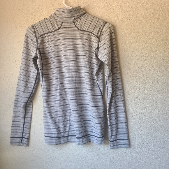 Smartwool Striped Gray Quarter-Zip Pullover Women's Size M - Picture 2 of 8